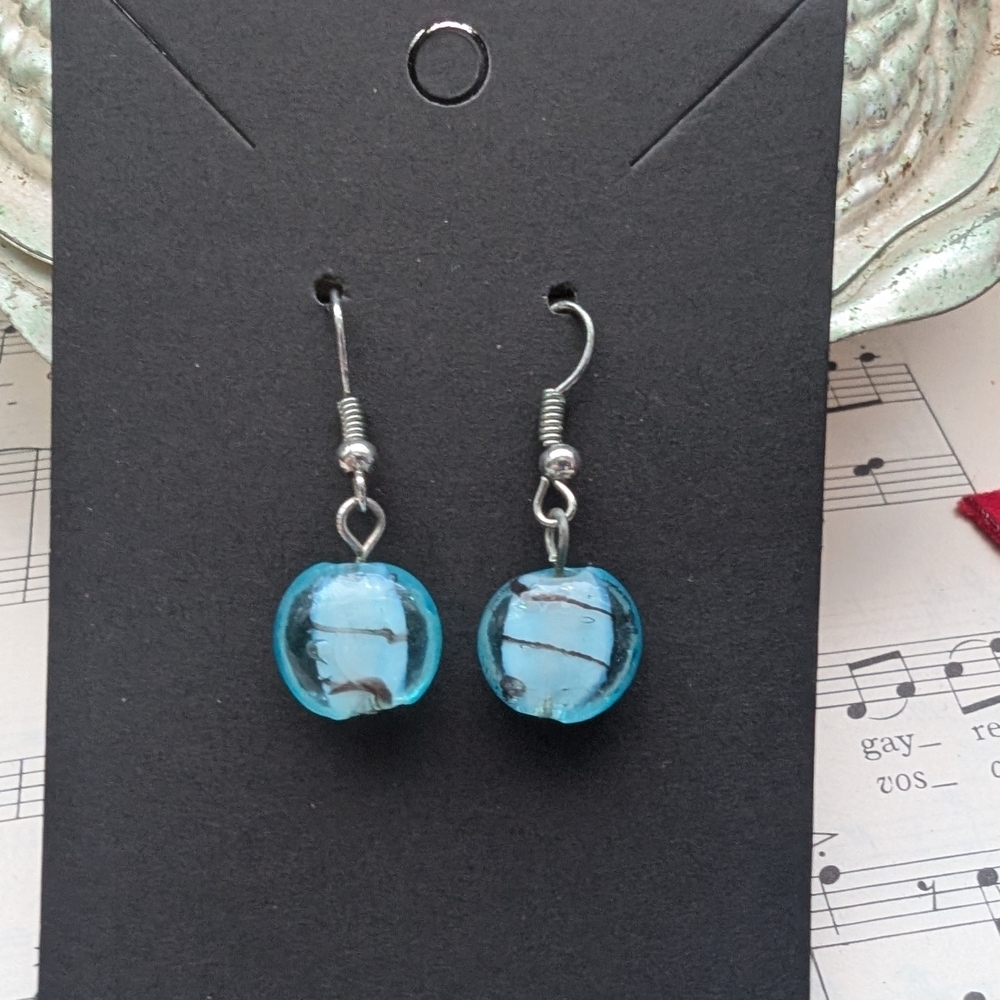Blue Glass Bead Earrings